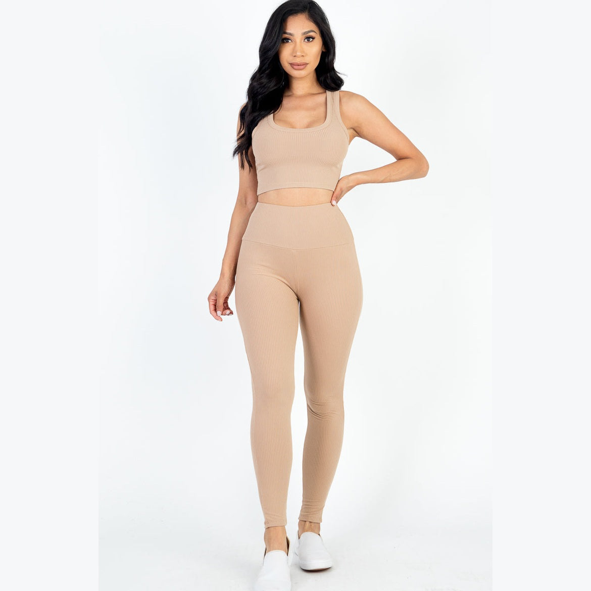 Ribbed Crop Top & Leggings Set