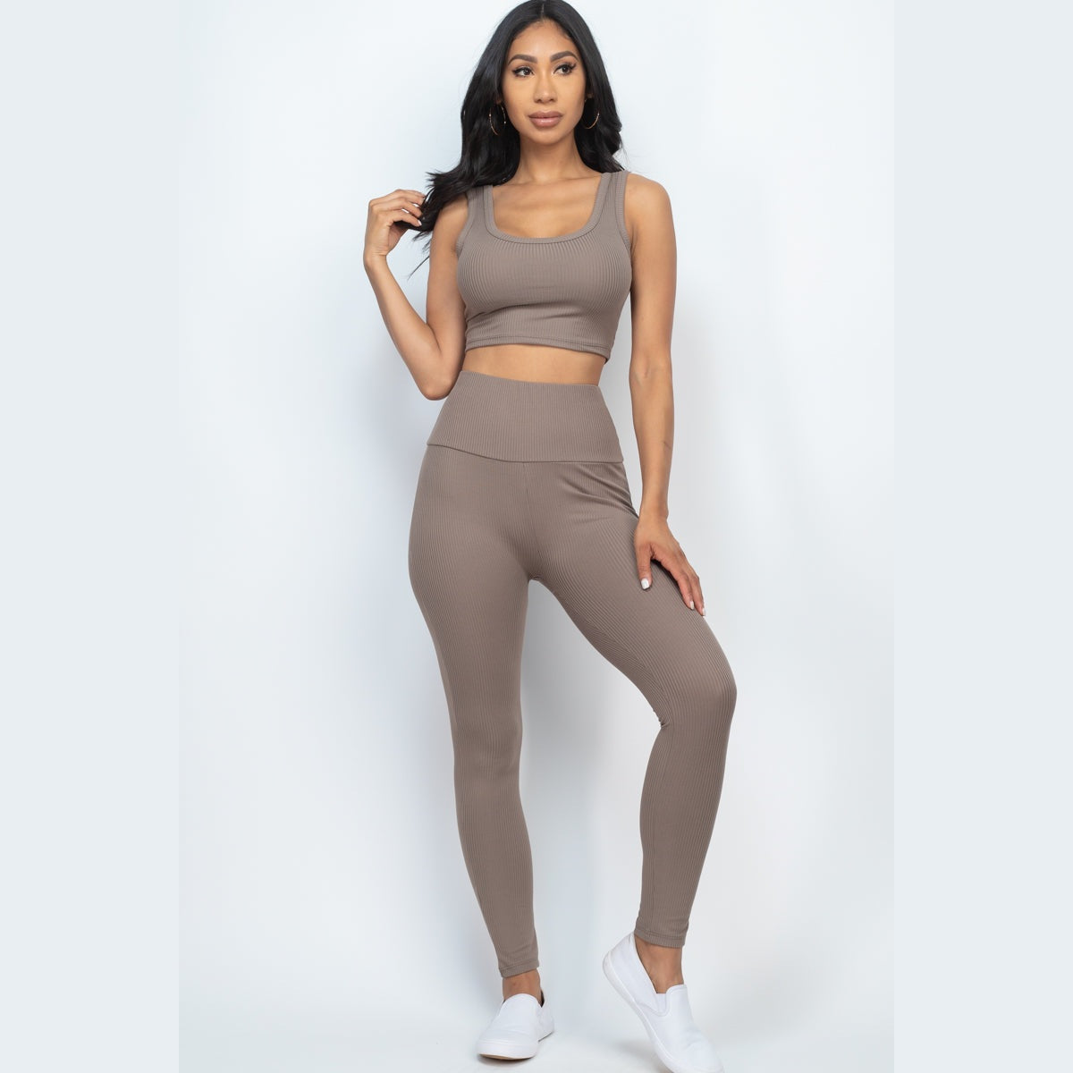 Ribbed Crop Top & Leggings Set