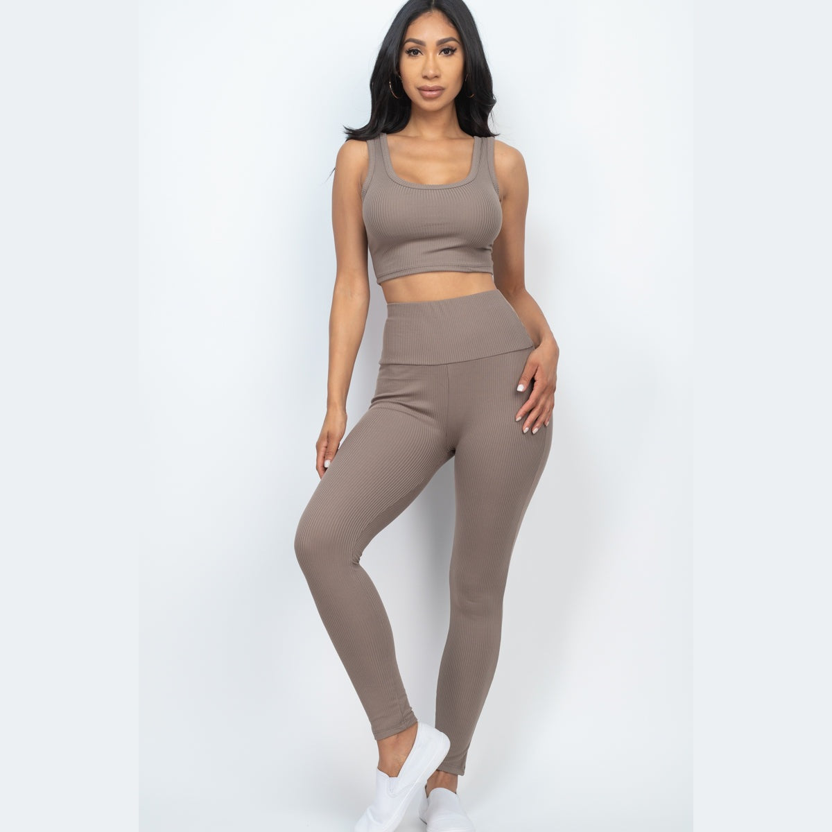 Ribbed Crop Top & Leggings Set