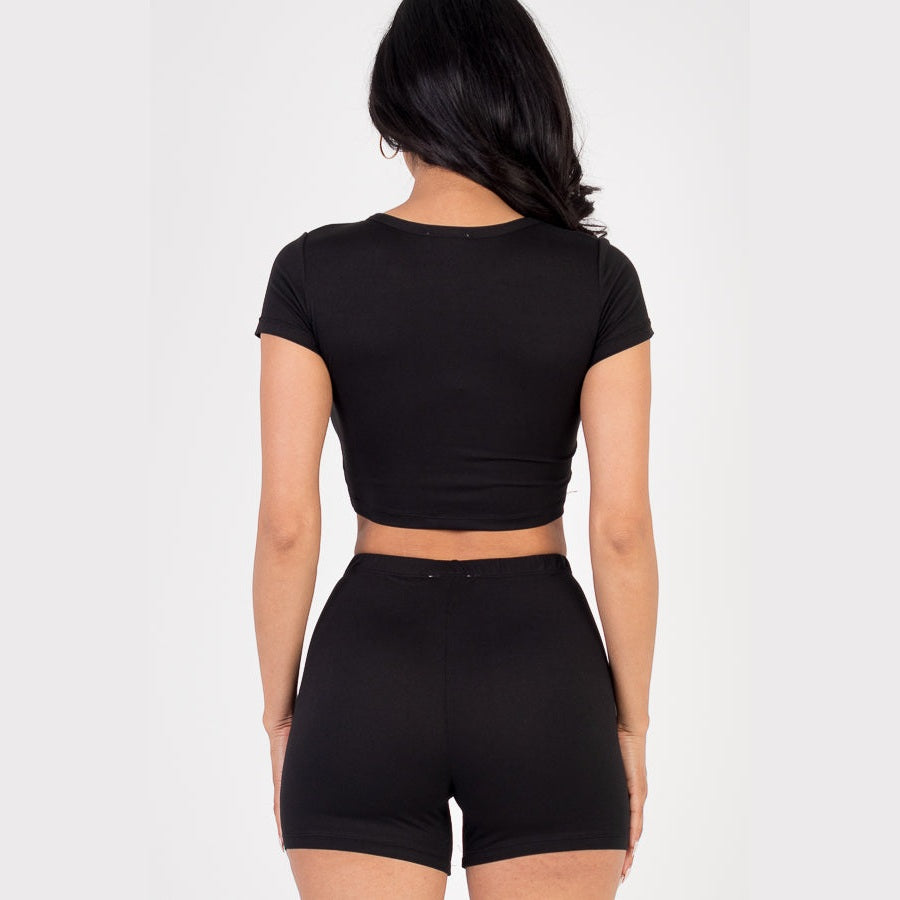Short Sleeve Crop Top & Shorts Set