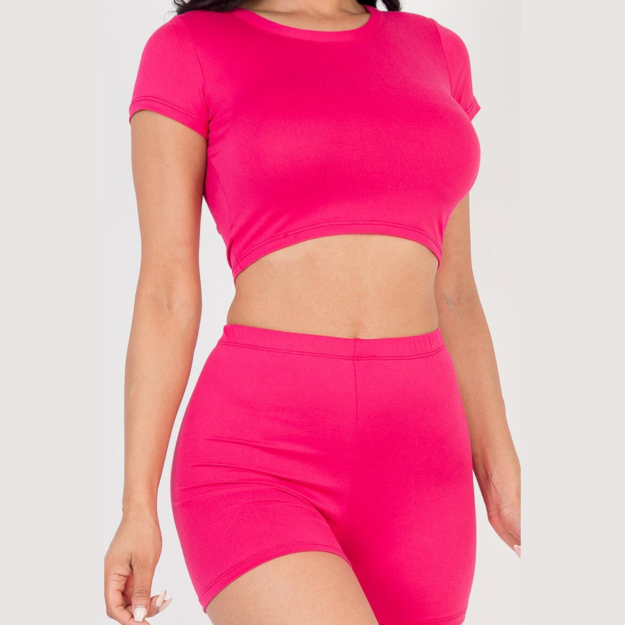 Short Sleeve Crop Top & Shorts Set