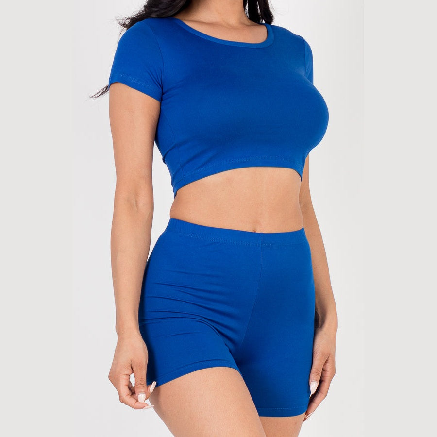 Short Sleeve Crop Top & Shorts Set
