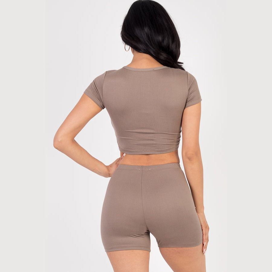 Short Sleeve Crop Top & Shorts Set
