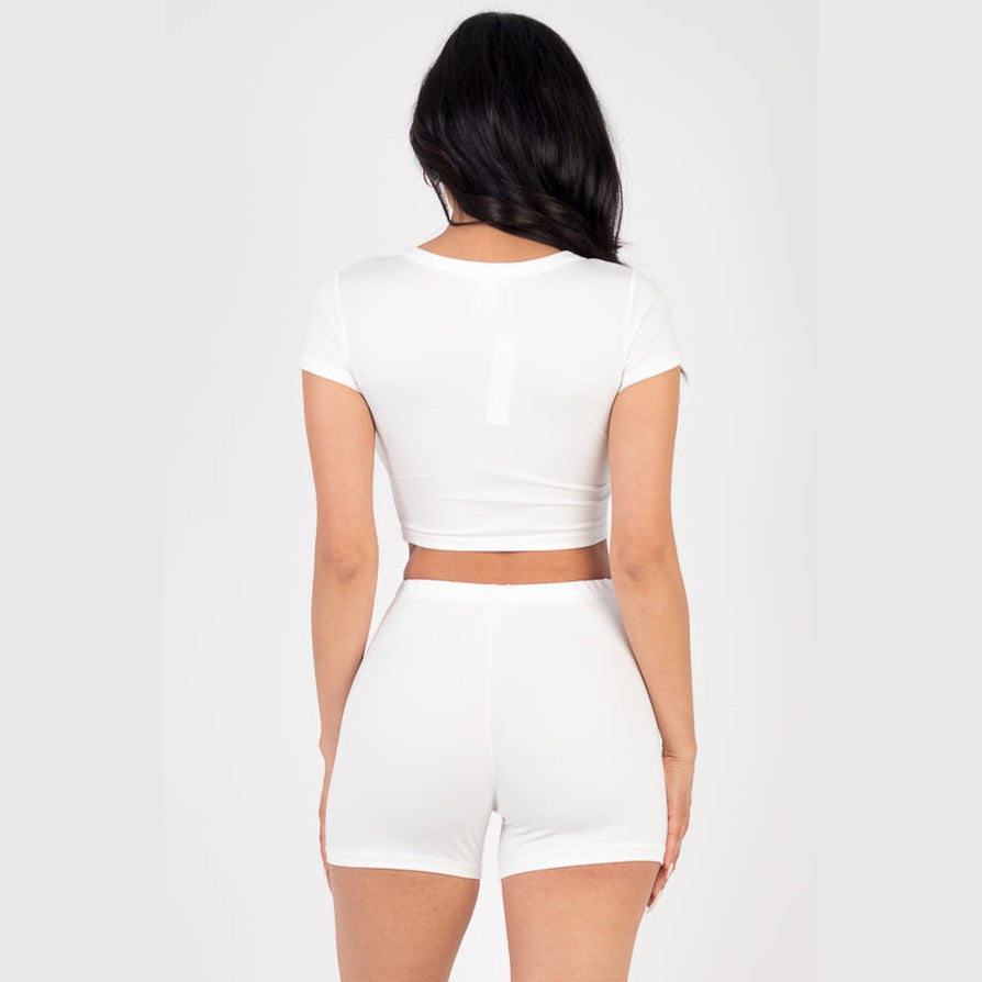 Short Sleeve Crop Top & Shorts Set