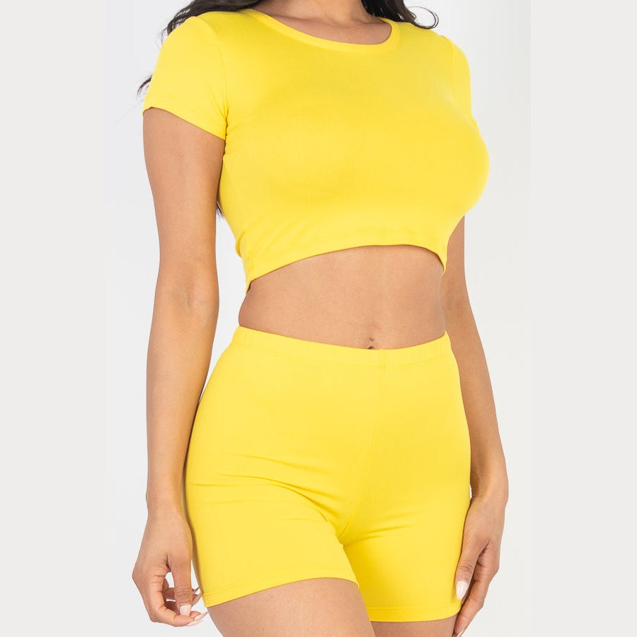 Short Sleeve Crop Top & Shorts Set