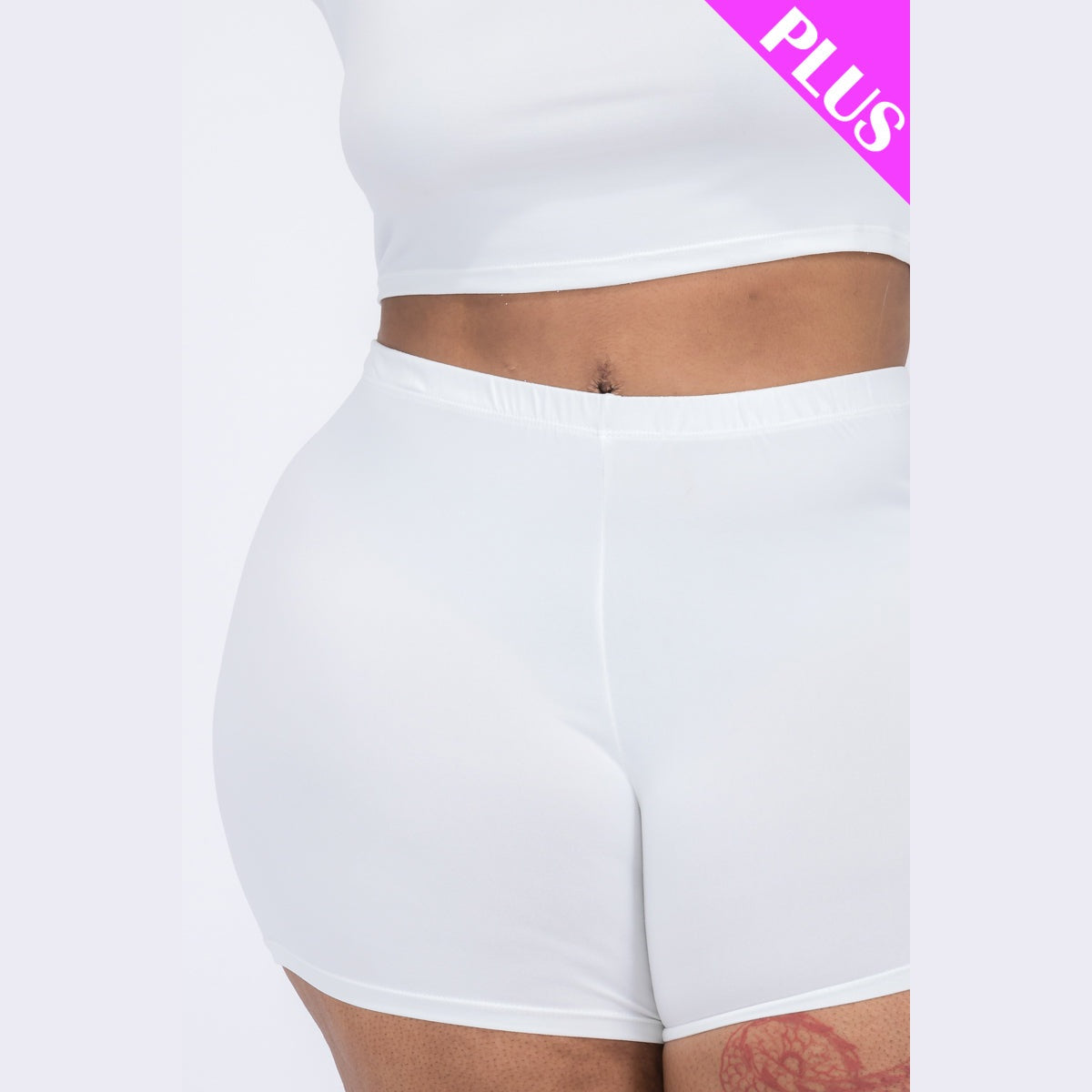 Plus Size Short Sleeve Crop Top & Shorts Set