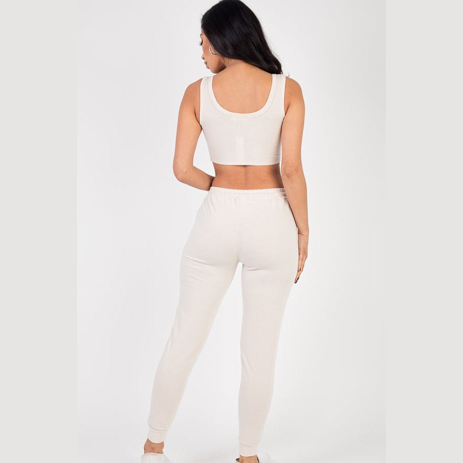 French Terry Cropped Tank Top & Joggers Set