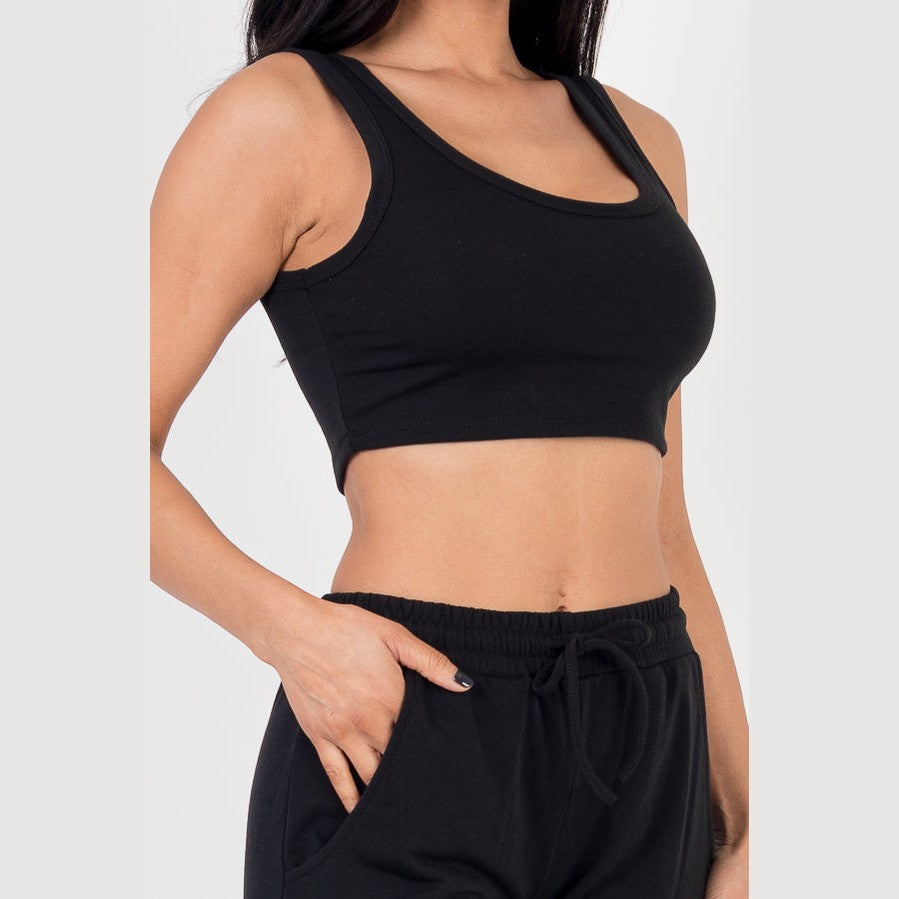 French Terry Cropped Tank Top & Joggers Set