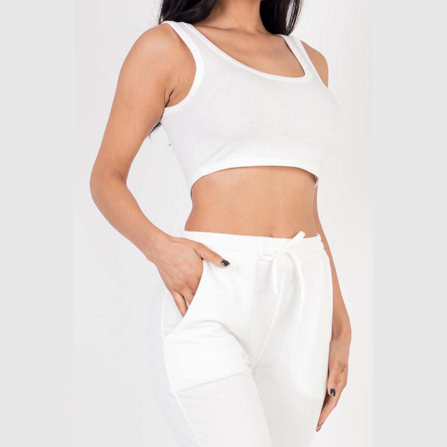 French Terry Cropped Tank Top & Joggers Set