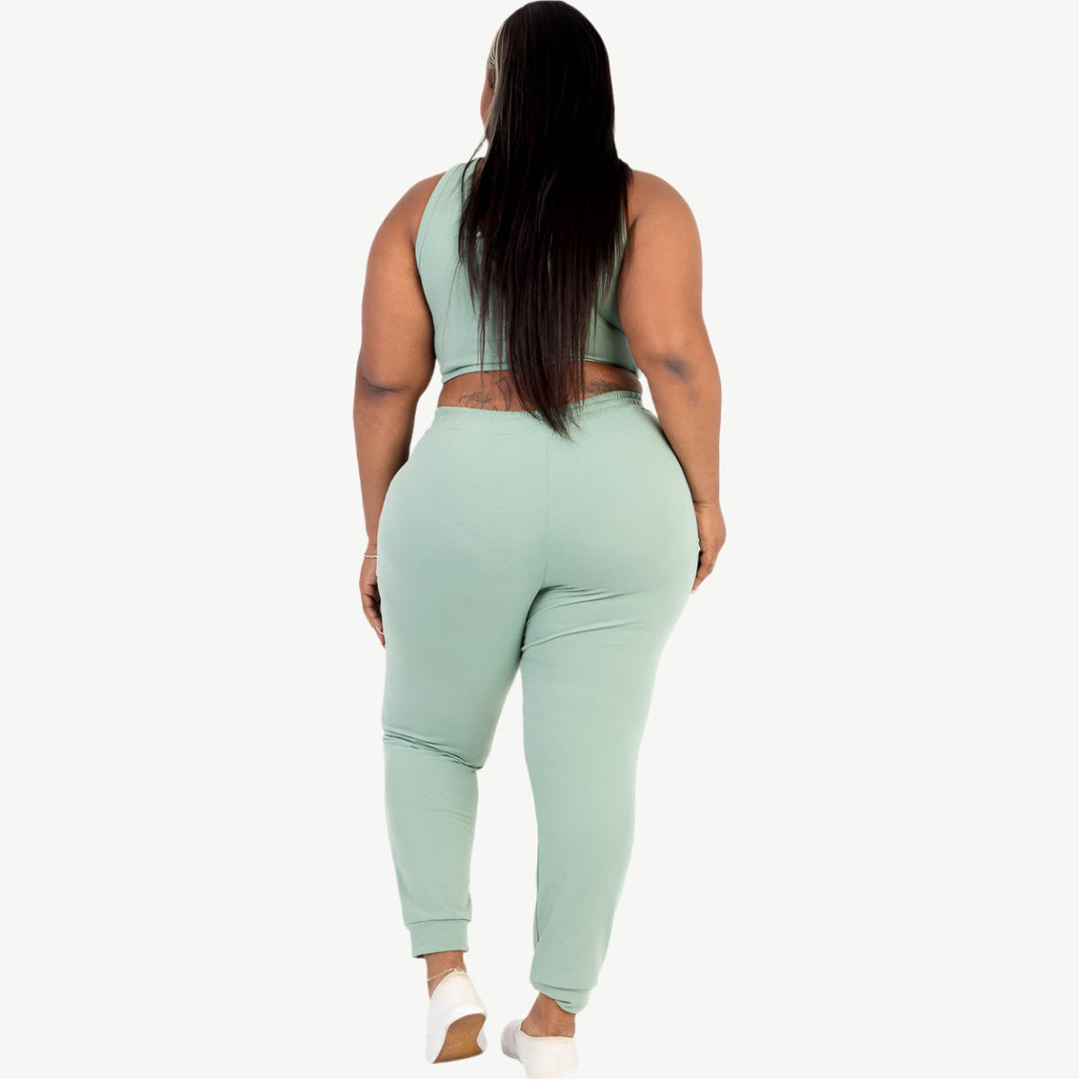 Plus Size French Terry Cropped Tank Top & Joggers Set