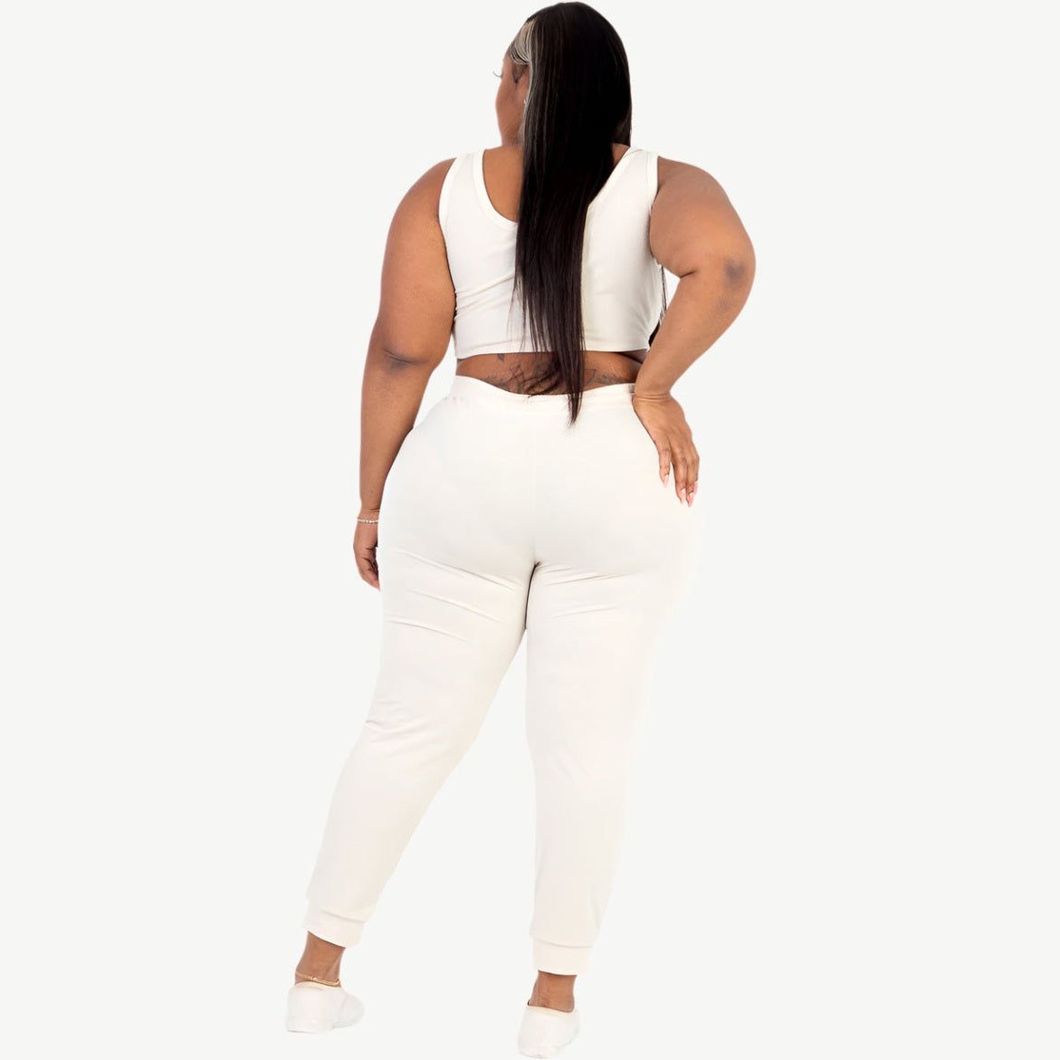 Plus Size French Terry Cropped Tank Top & Joggers Set