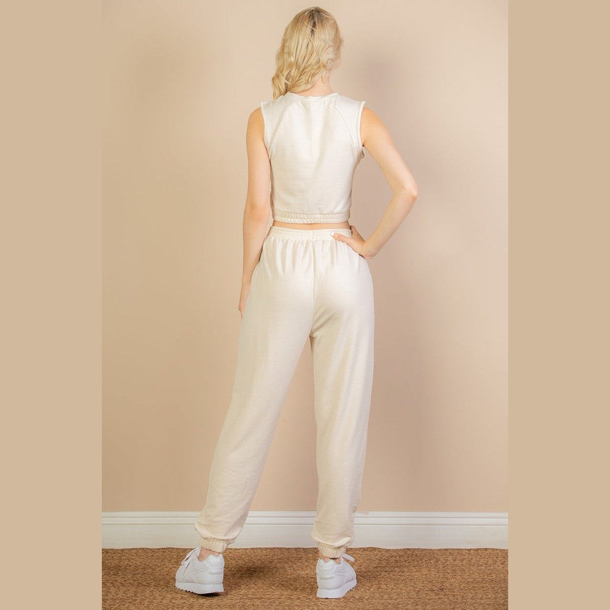 French Terry Elastic Waist Tank Top & Joggers Set