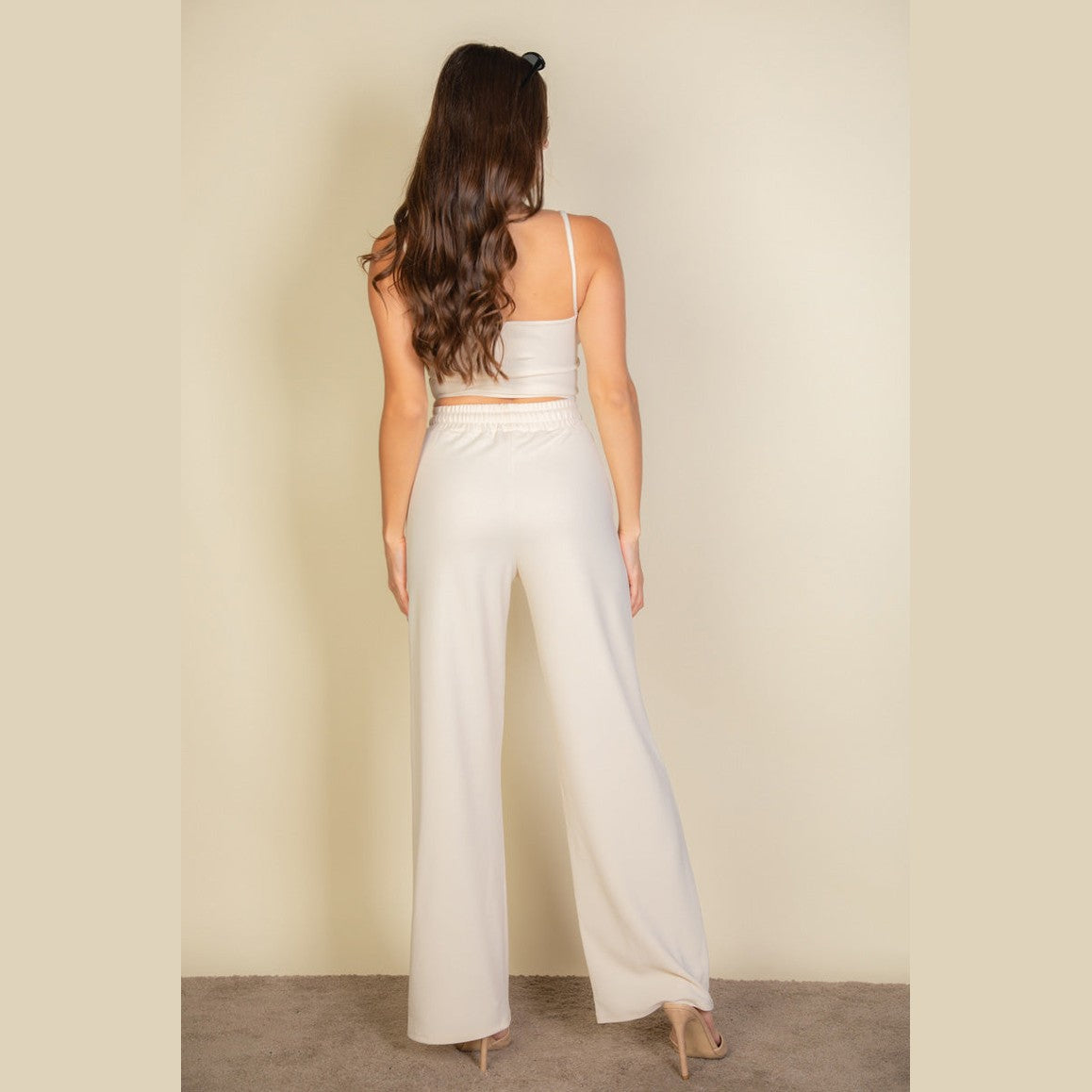 Bustier Crop Cami Top & Slant Pocket Straight Pants