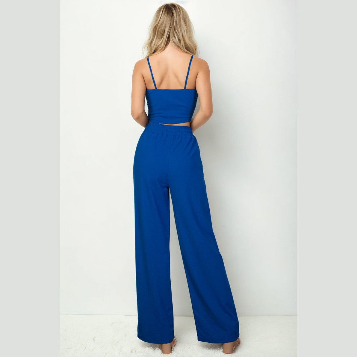 Bustier Crop Cami Top & Slant Pocket Straight Pants