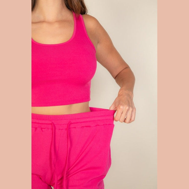 Ribbed Crop Tank Top & Shorts Set