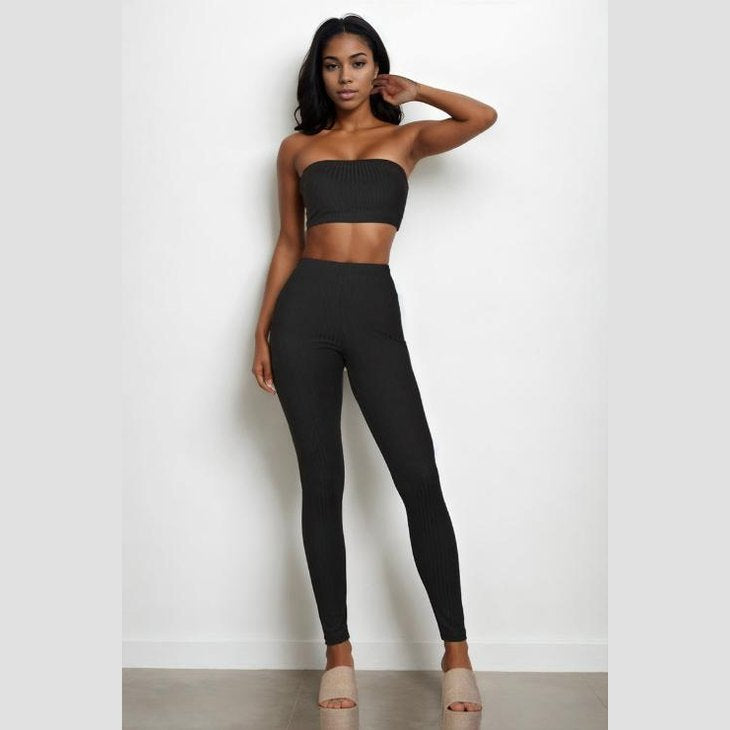Ribbed Tube Top & Leggings Set