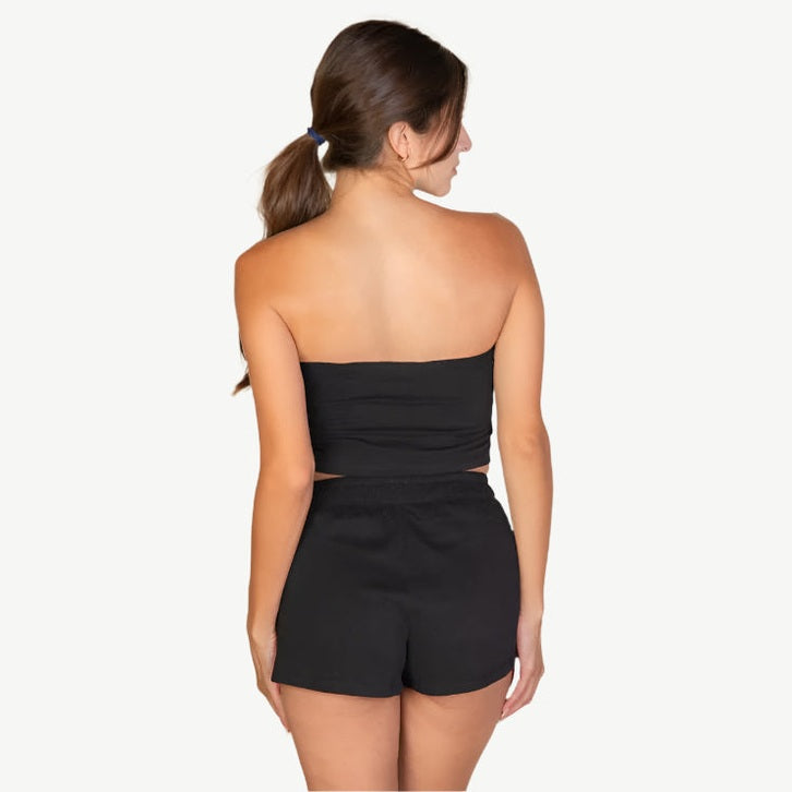 Simple Solid Color Tube Top and Shorts Two Piece Set