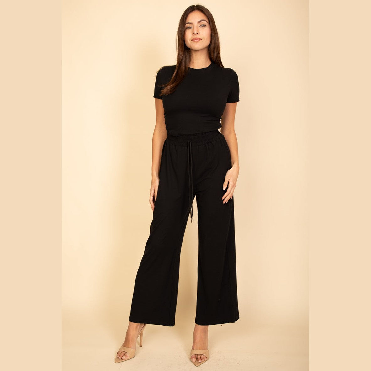 Relaxed Fit Top and Wide-Leg Pants Set