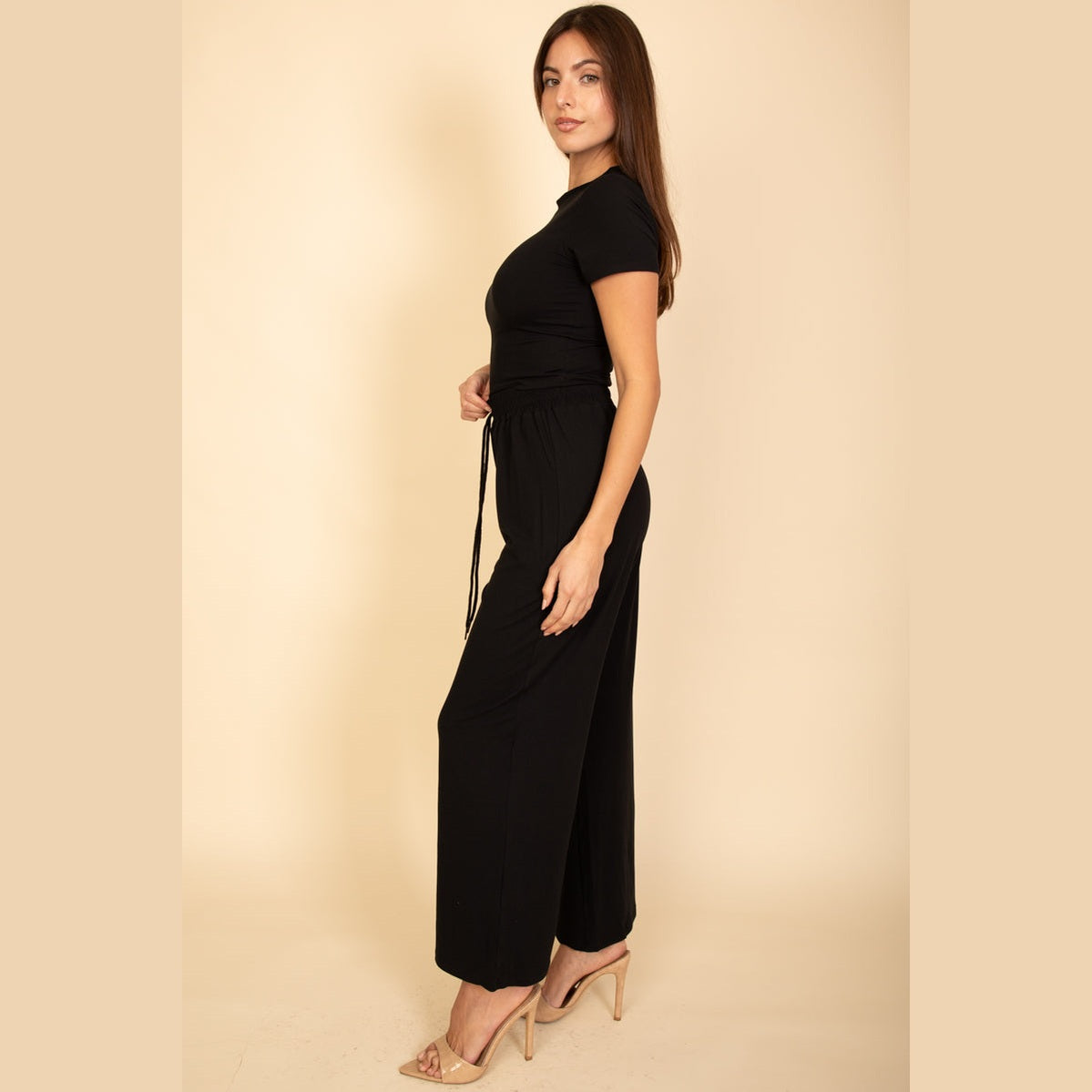 Relaxed Fit Top and Wide-Leg Pants Set
