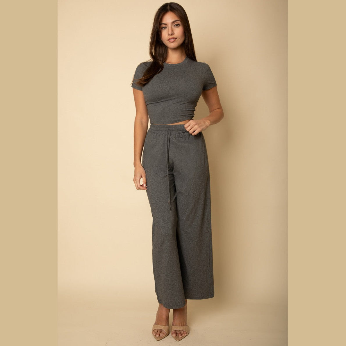 Relaxed Fit Top and Wide-Leg Pants Set