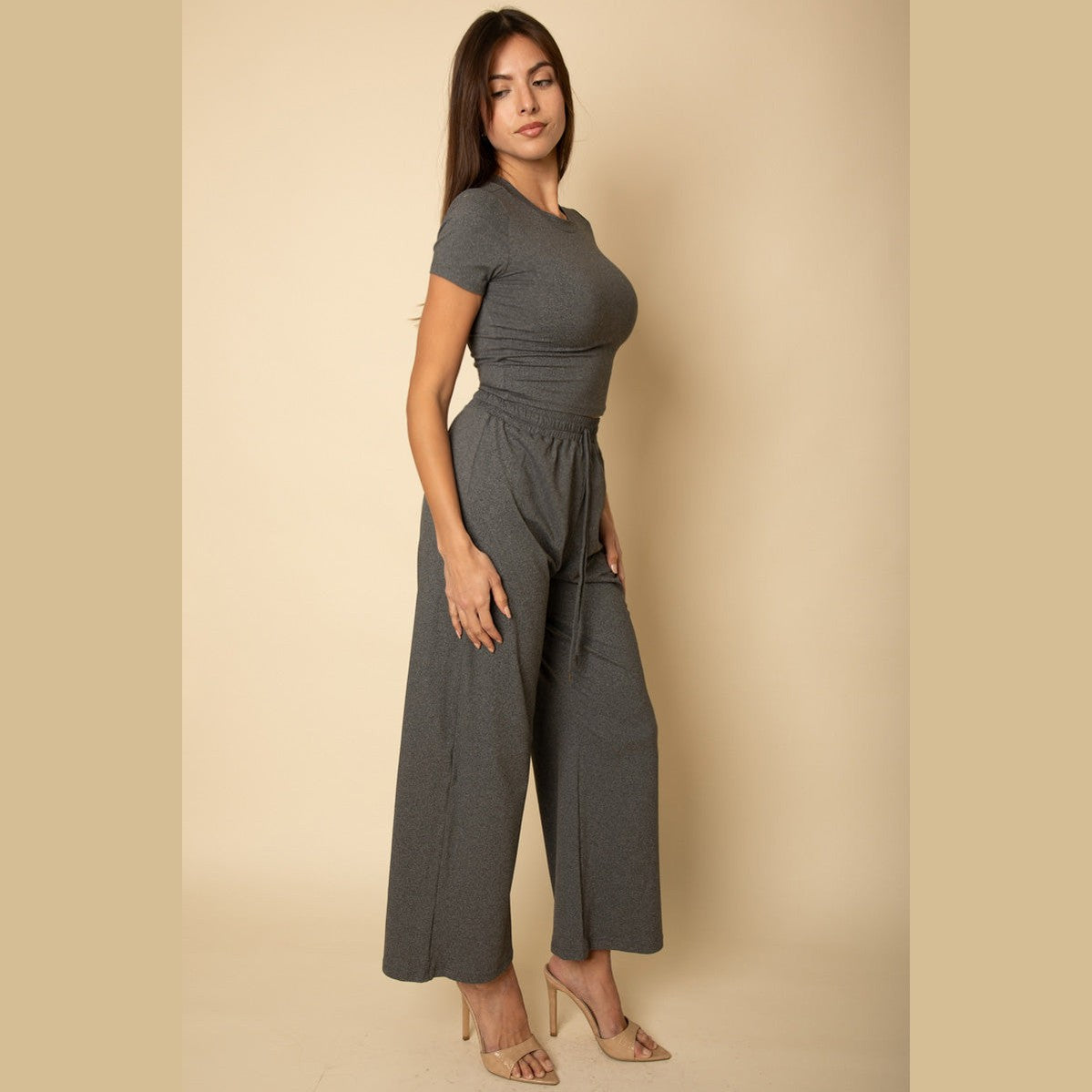 Relaxed Fit Top and Wide-Leg Pants Set
