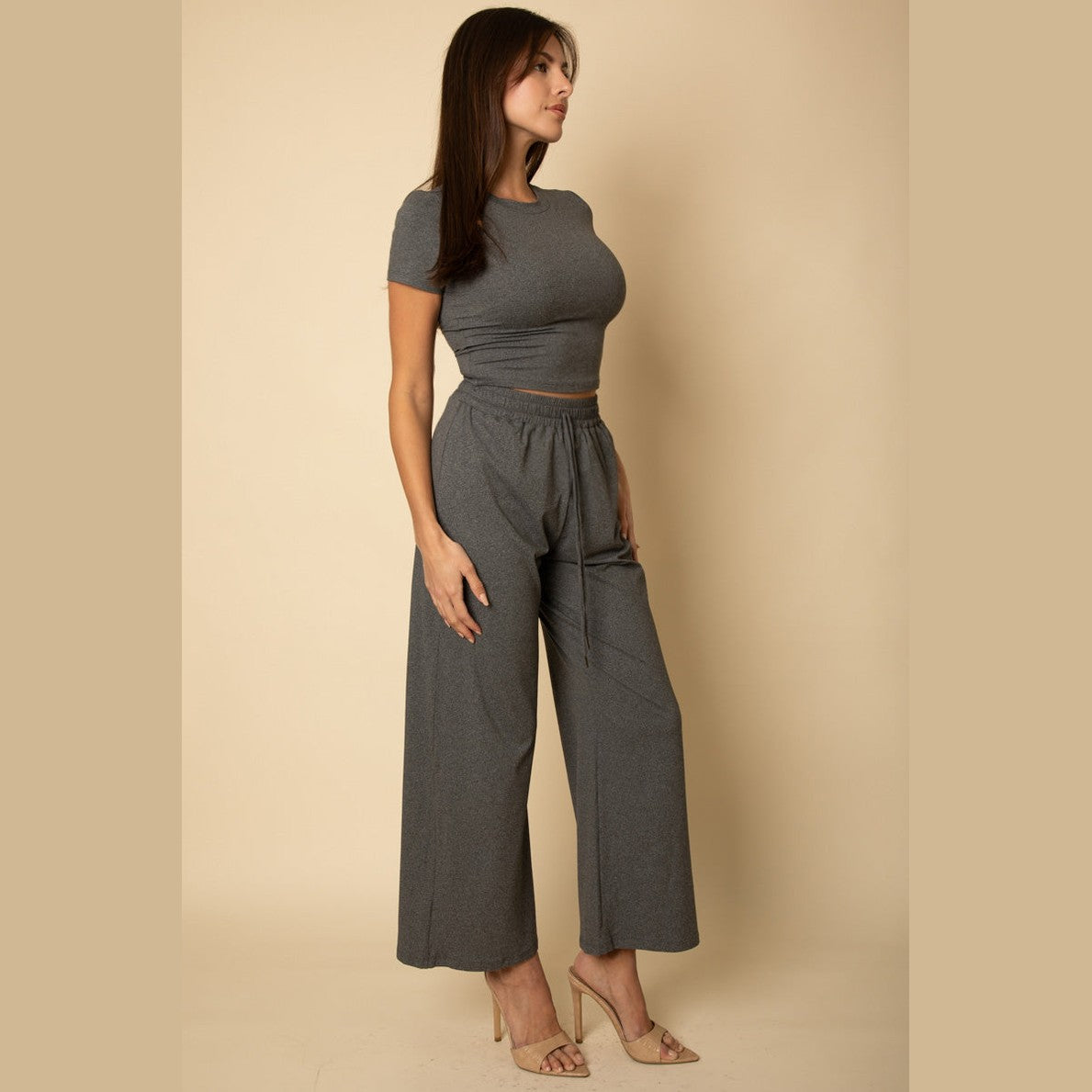 Relaxed Fit Top and Wide-Leg Pants Set