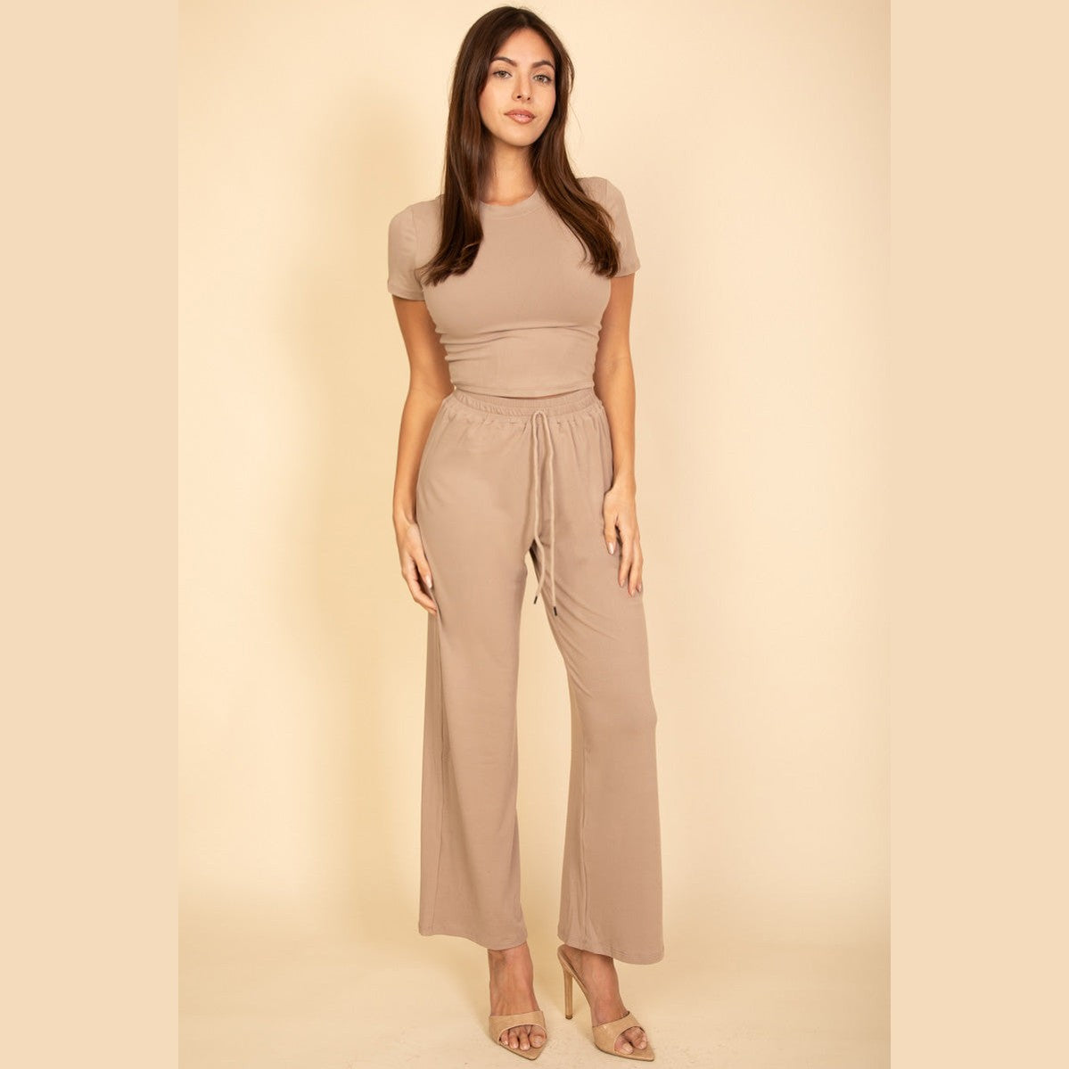 Relaxed Fit Top and Wide-Leg Pants Set