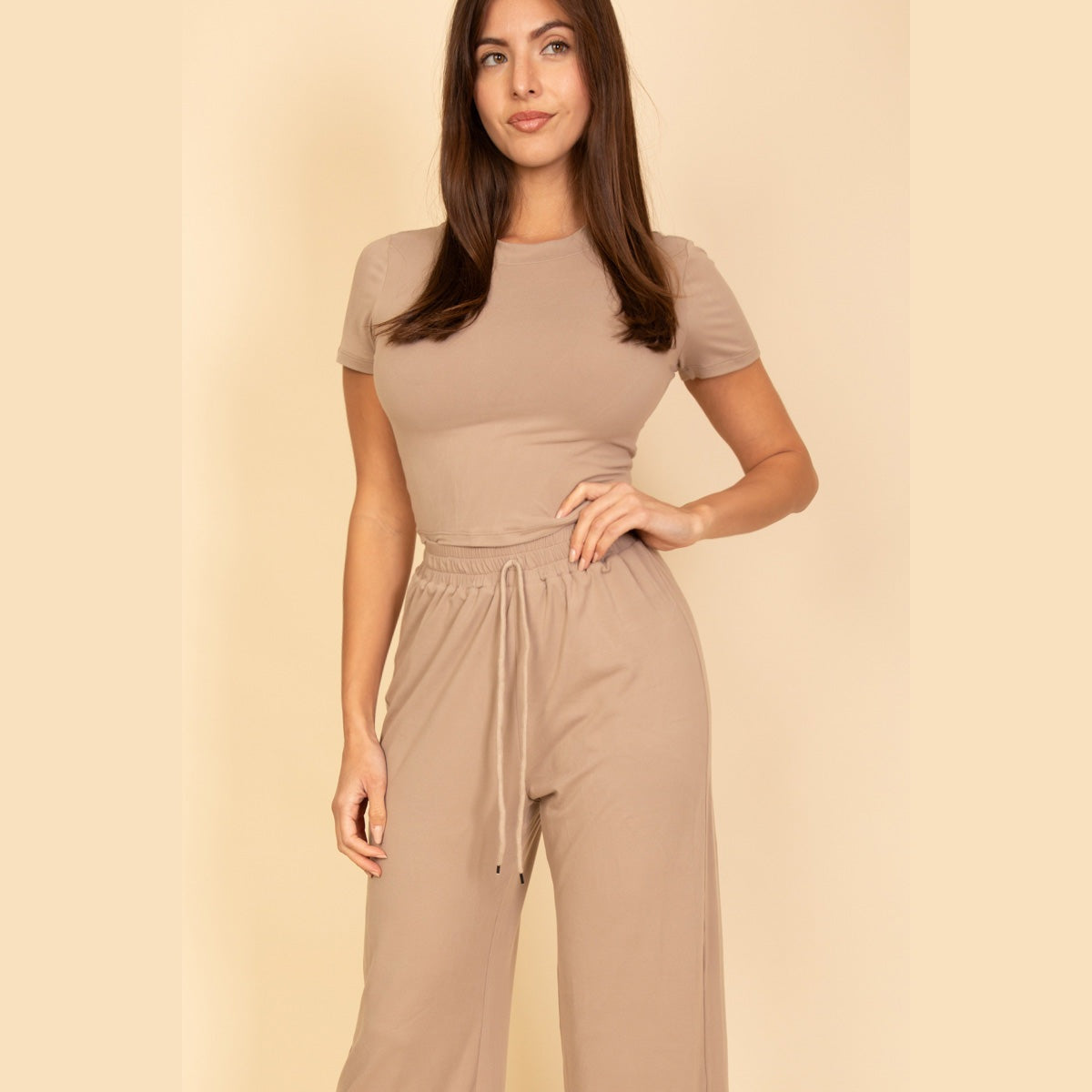 Relaxed Fit Top and Wide-Leg Pants Set