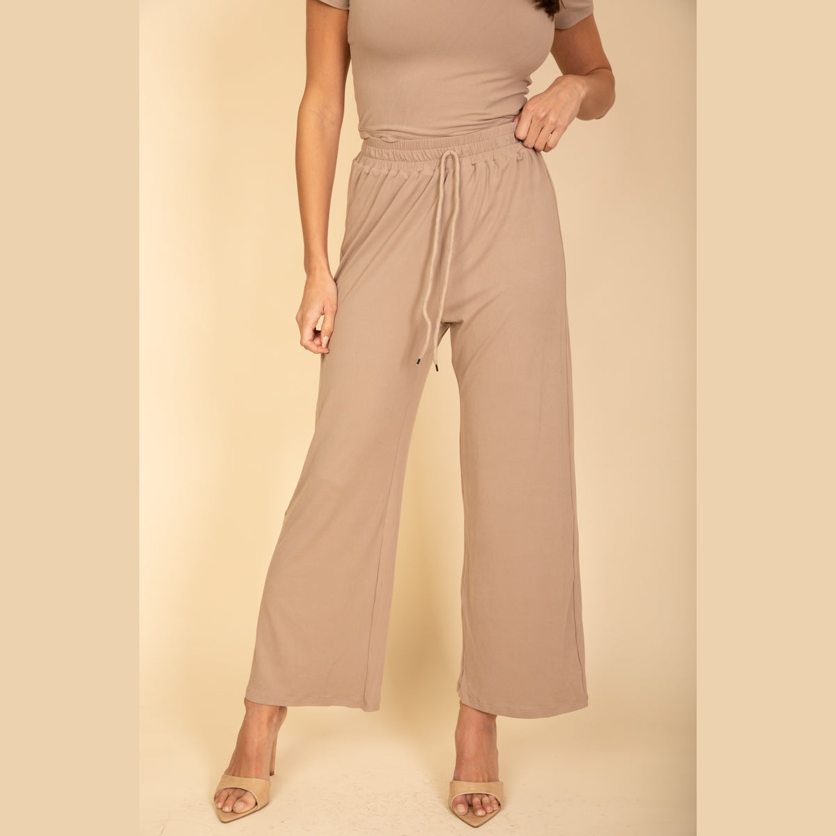 Relaxed Fit Top and Wide-Leg Pants Set