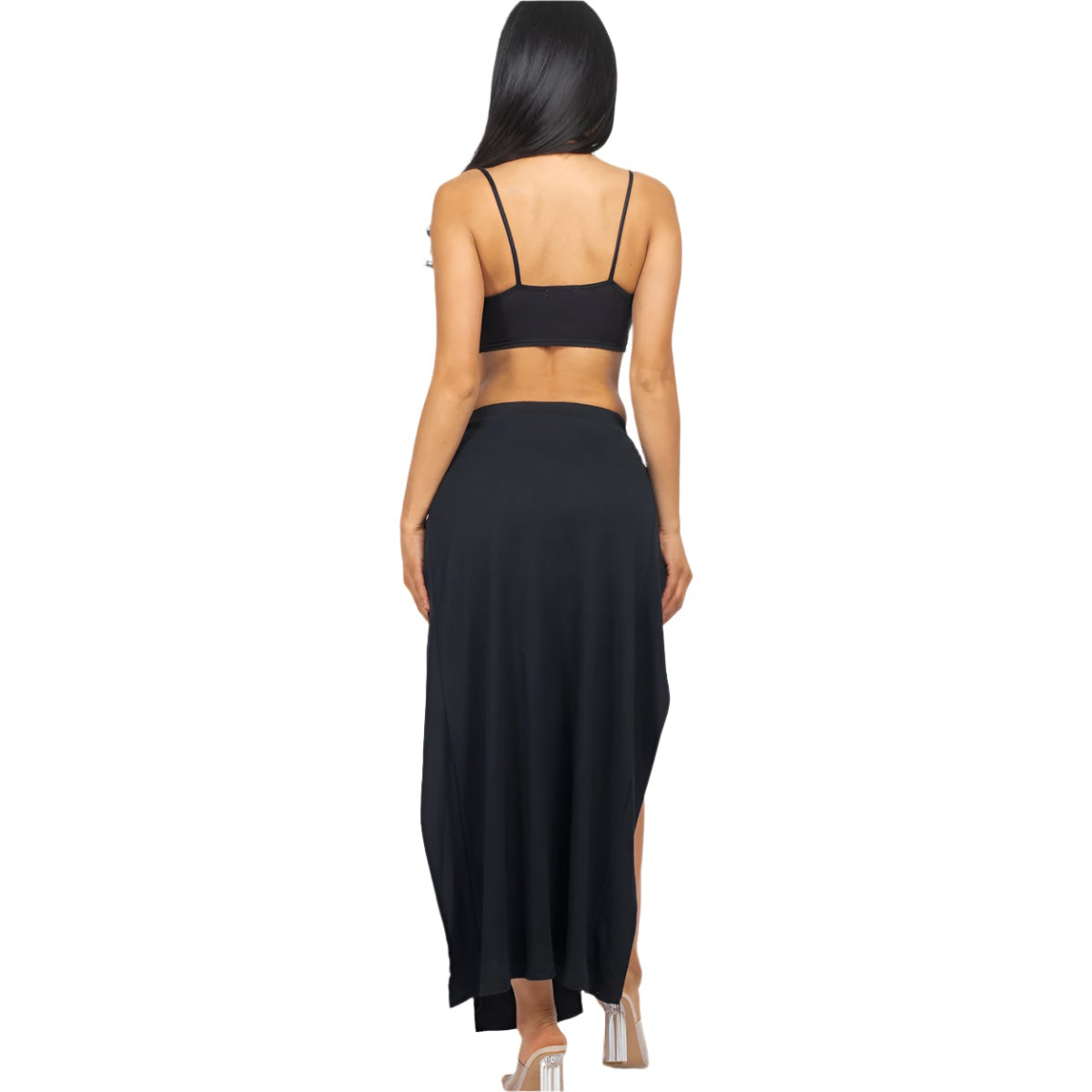 Bra top and side slit maxi skirt
