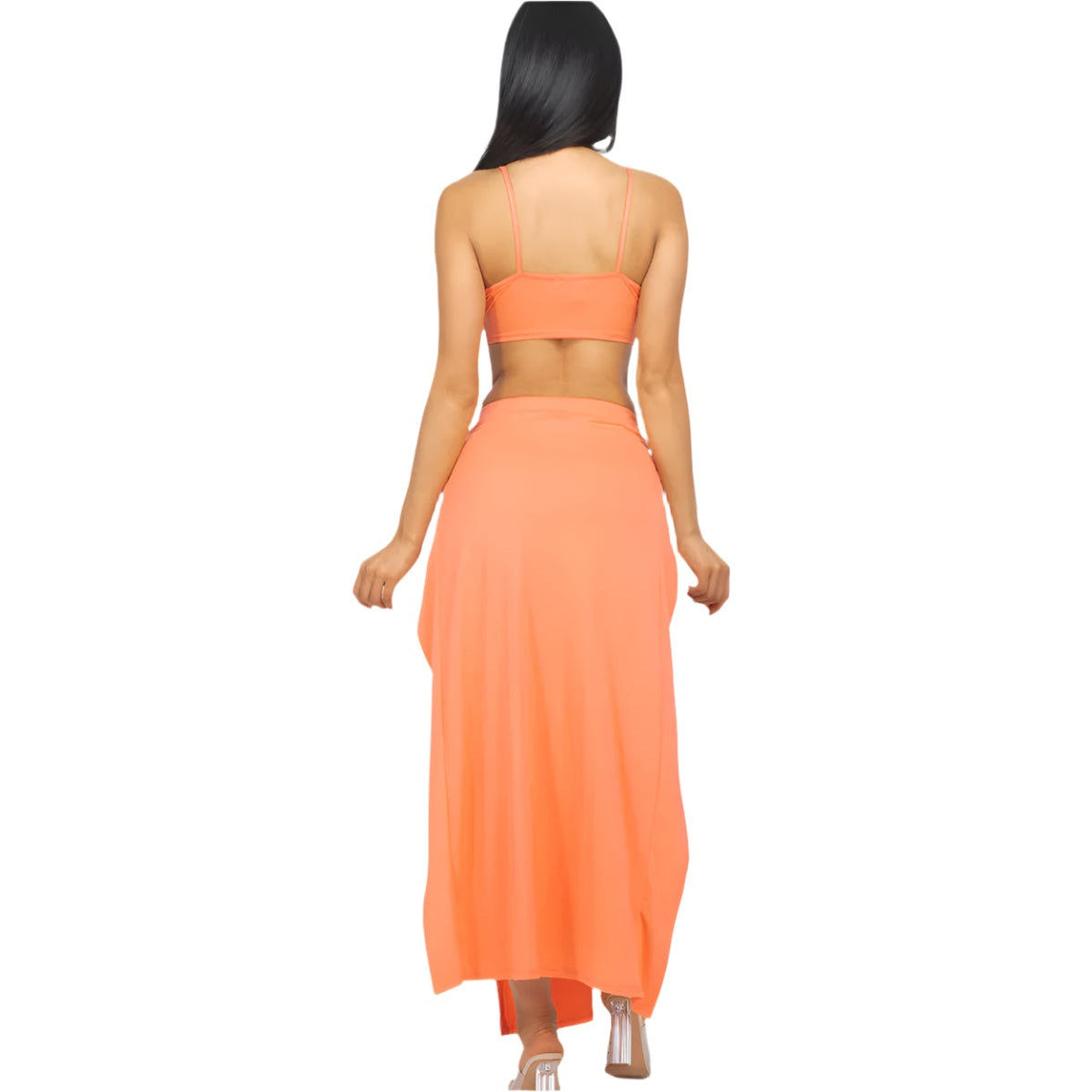 Bra top and side slit maxi skirt