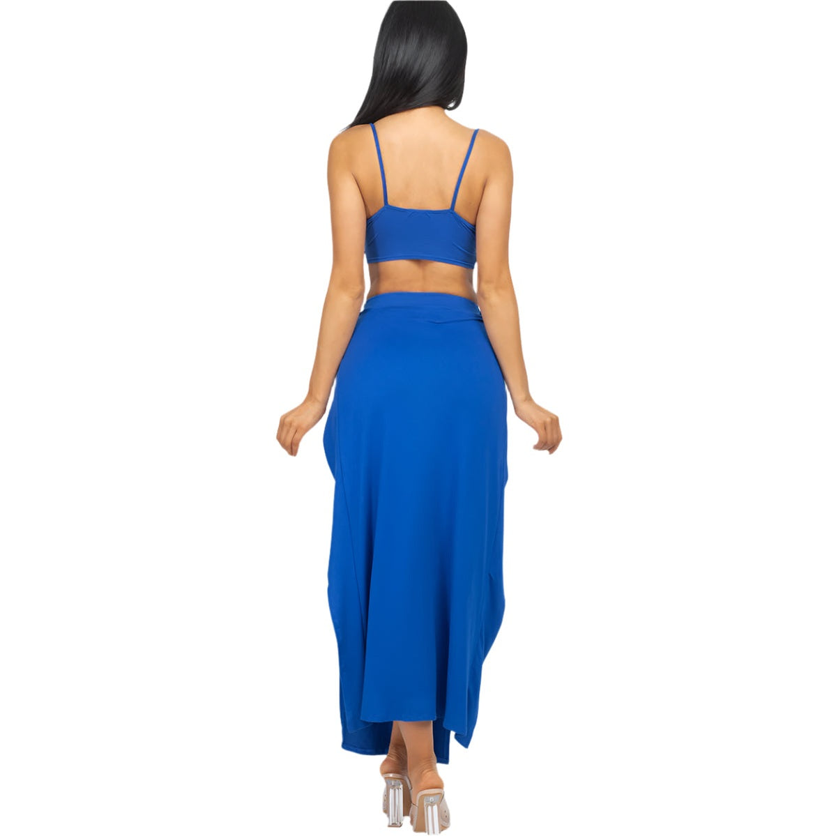 Bra top and side slit maxi skirt
