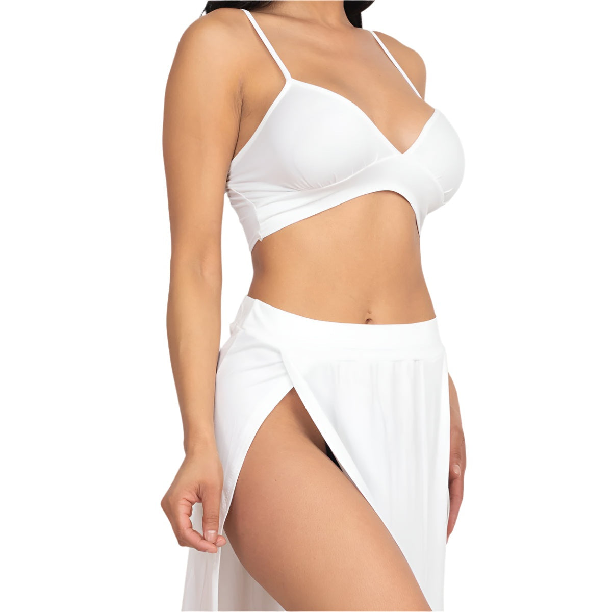 Bra top and side slit maxi skirt