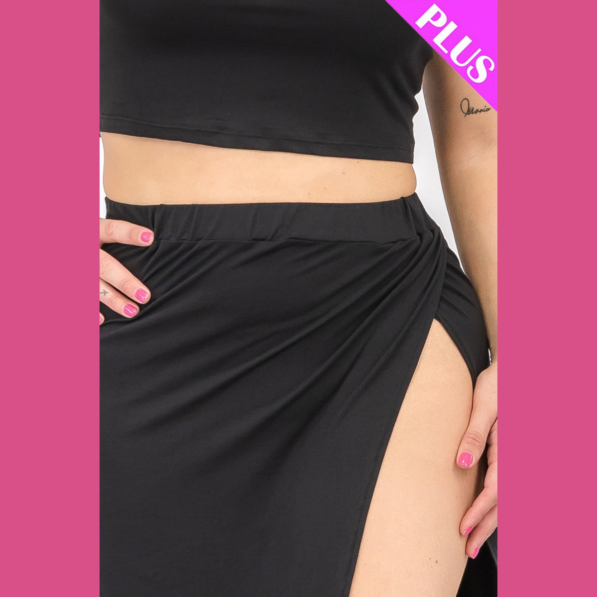 Plus Size Crop Cami & Split Thigh Maxi Skirt Set