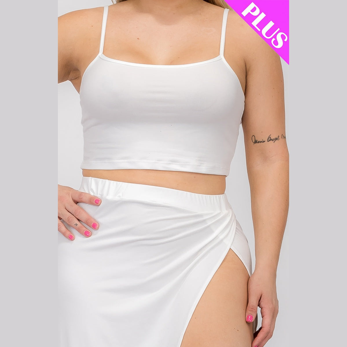 Plus Size Crop Cami & Split Thigh Maxi Skirt Set