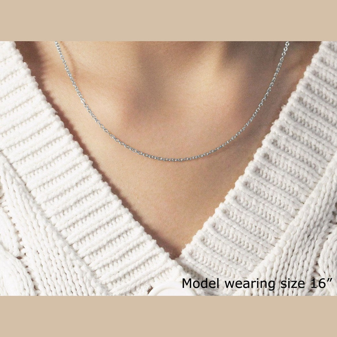 18k White Gold Round Cable Chain (1.50 mm)