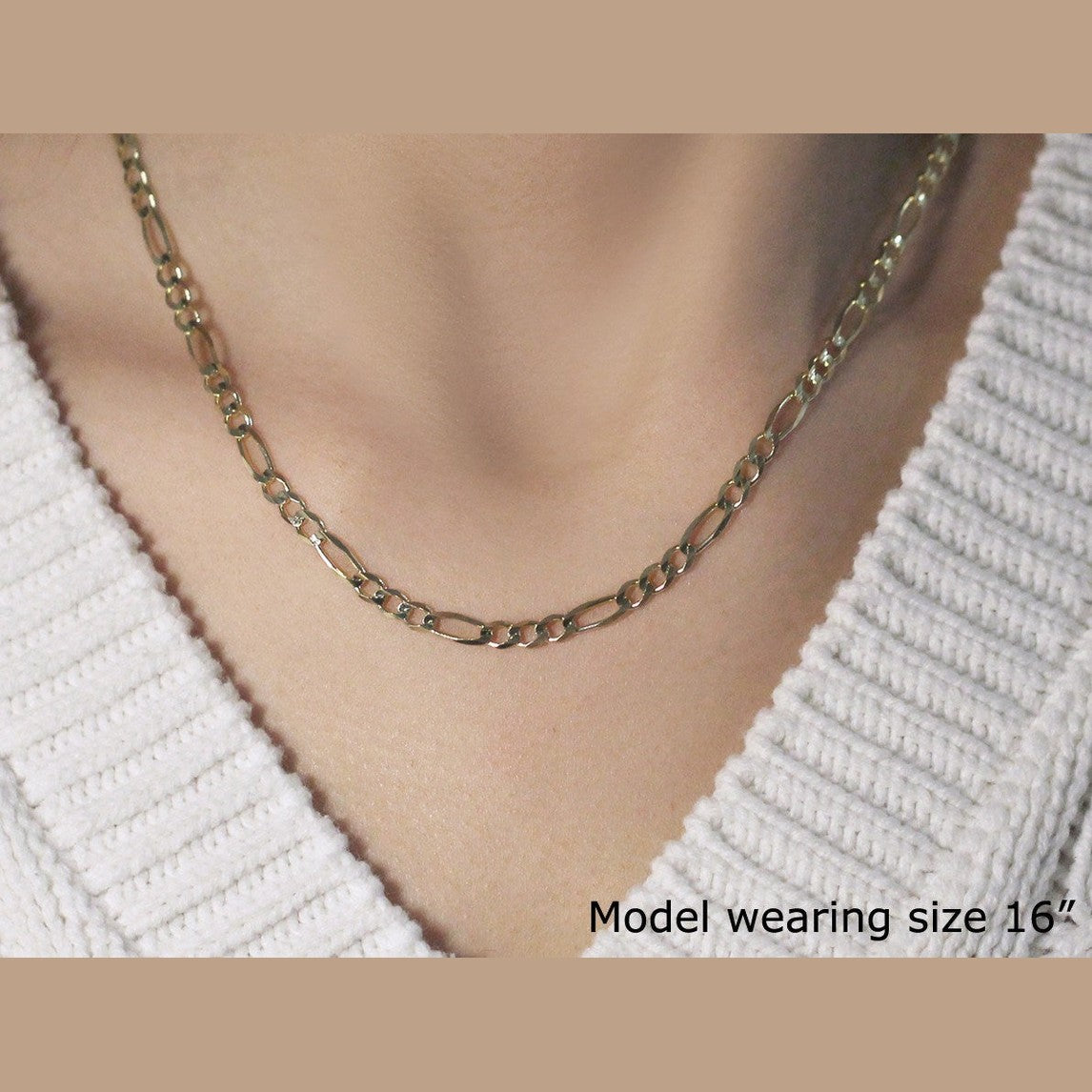 14k Yellow Gold Solid Figaro Chain (3.80 mm)