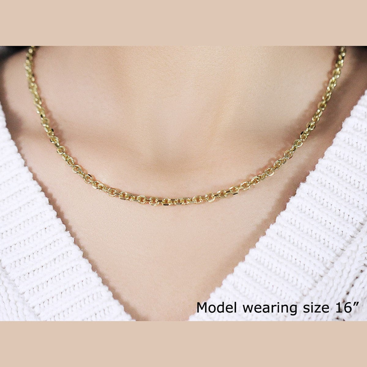 14k Yellow Gold Diamond Cut Cable Link Chain (3.70 mm)
