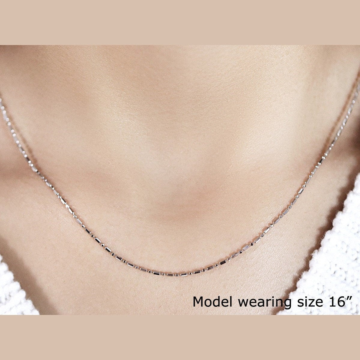 14k White Gold Diamond-Cut Alternating Bead Chain (1.10 mm)