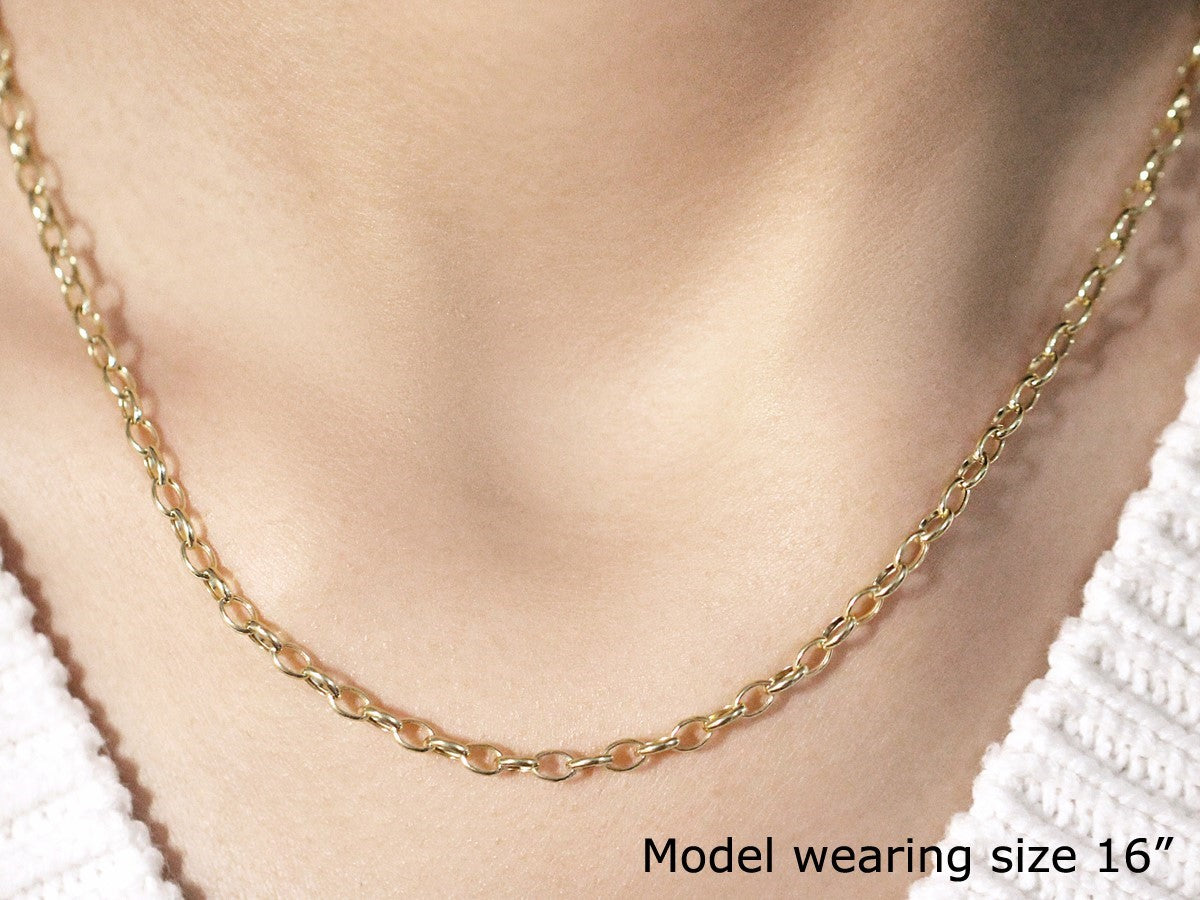 14k Yellow Gold Oval Rolo Chain (3.20 mm)
