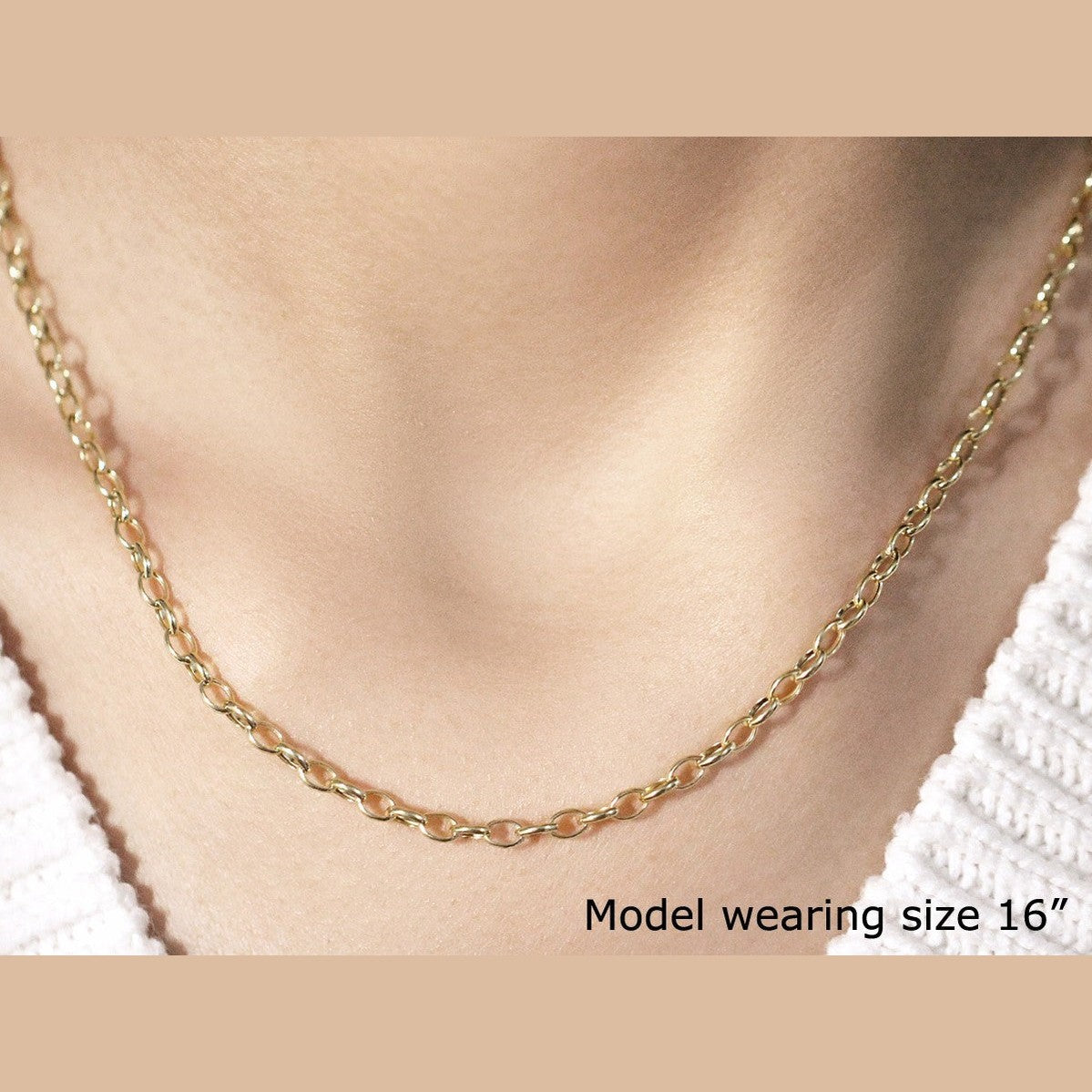 14k Yellow Gold Oval Rolo Chain (3.20 mm)