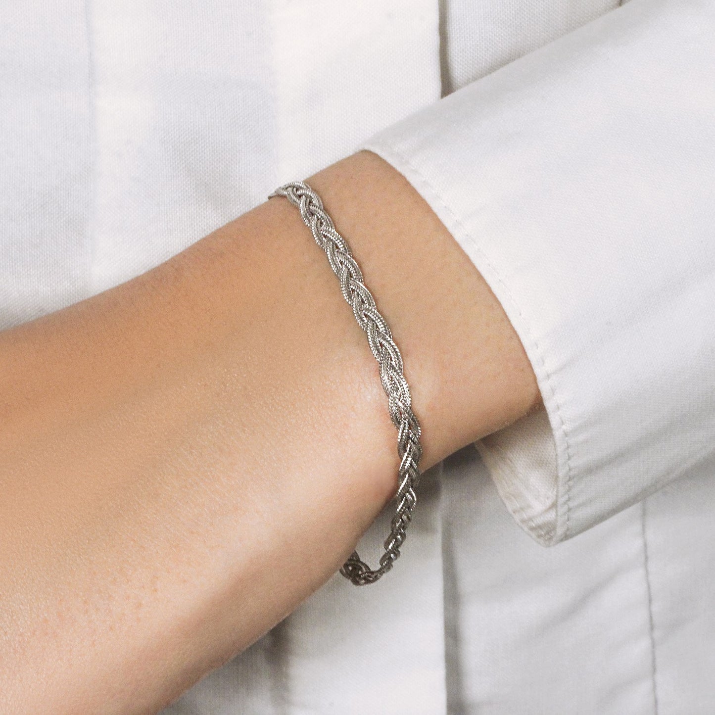 14k White Gold Braided Bracelet (3.50 mm)