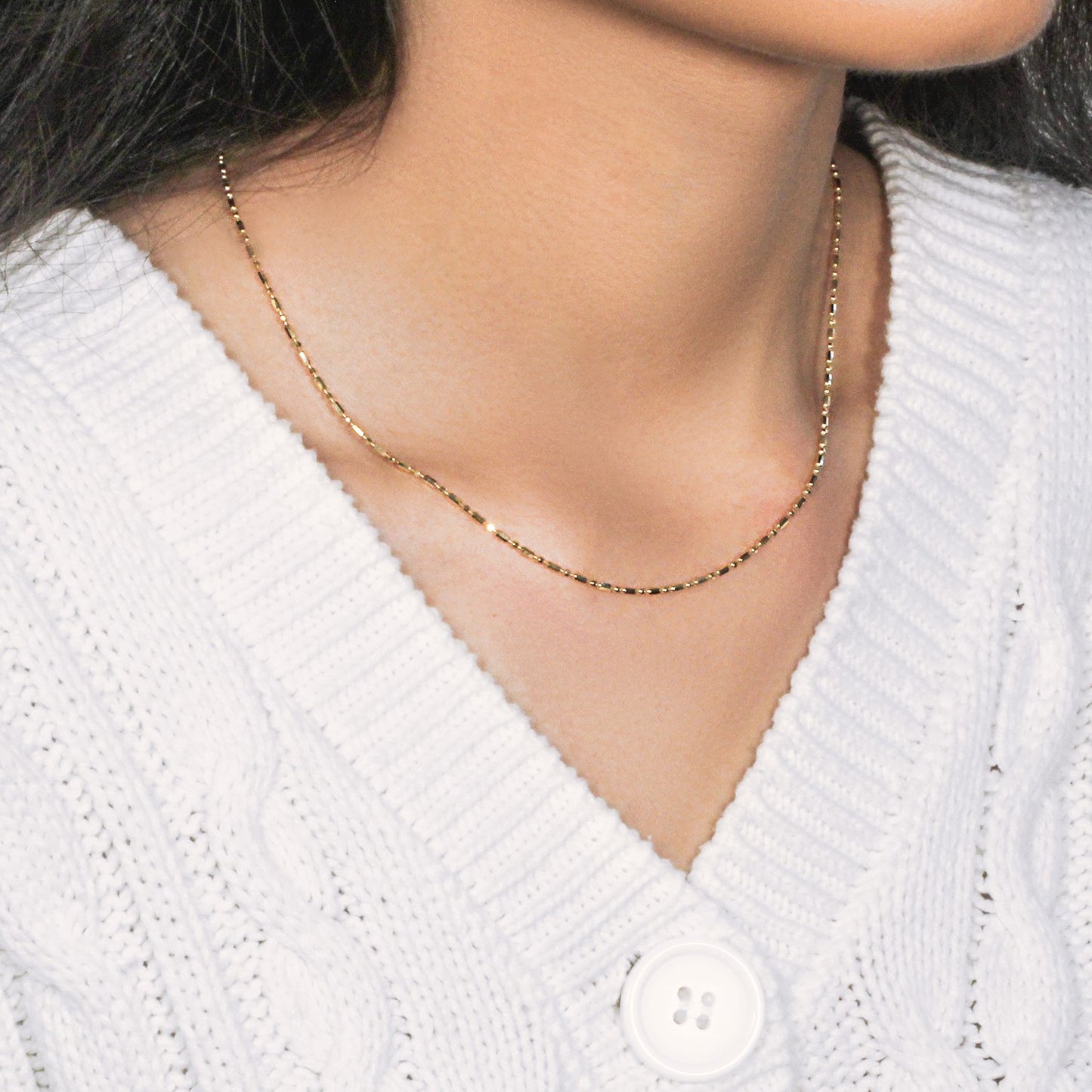 14k Yellow Gold Diamond-Cut Alternating Bead Chain (1.30 mm)