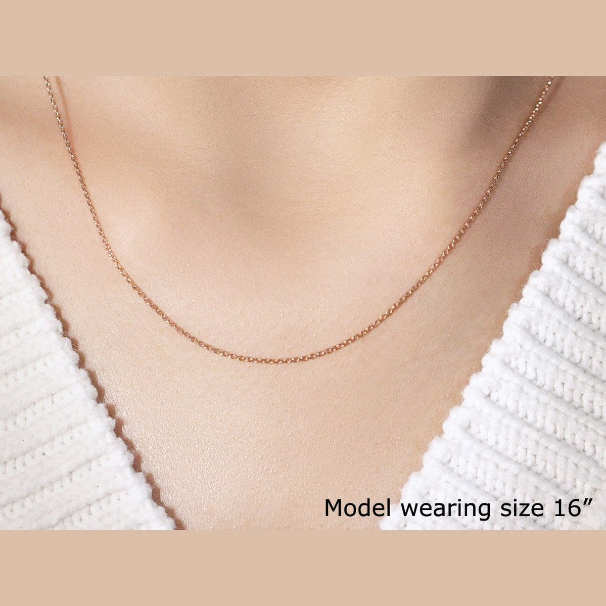 14k Rose Gold Oval Cable Link Chain (0.97 mm)