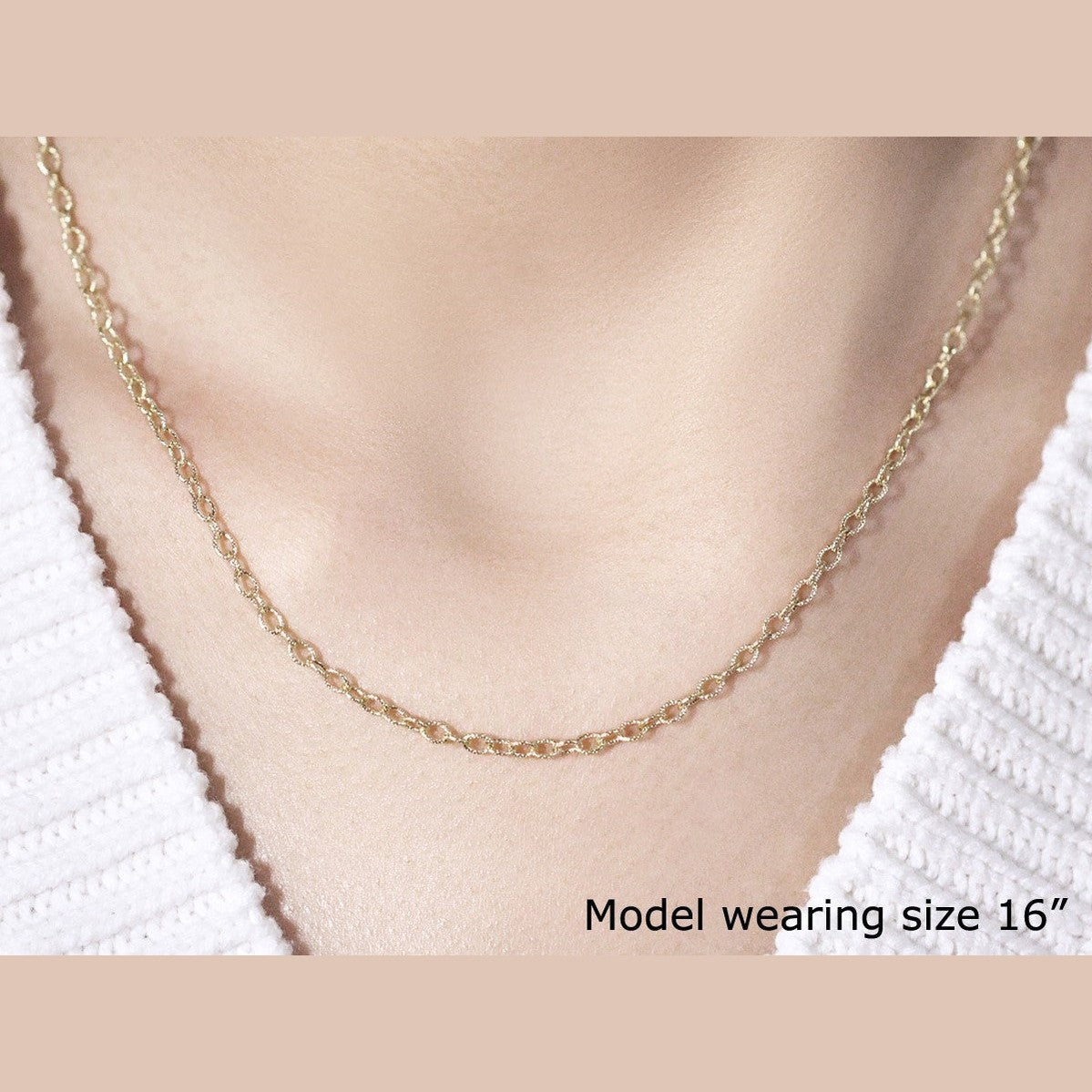 14k Yellow Gold Pendant Chain with Textured Links (2.50 mm)