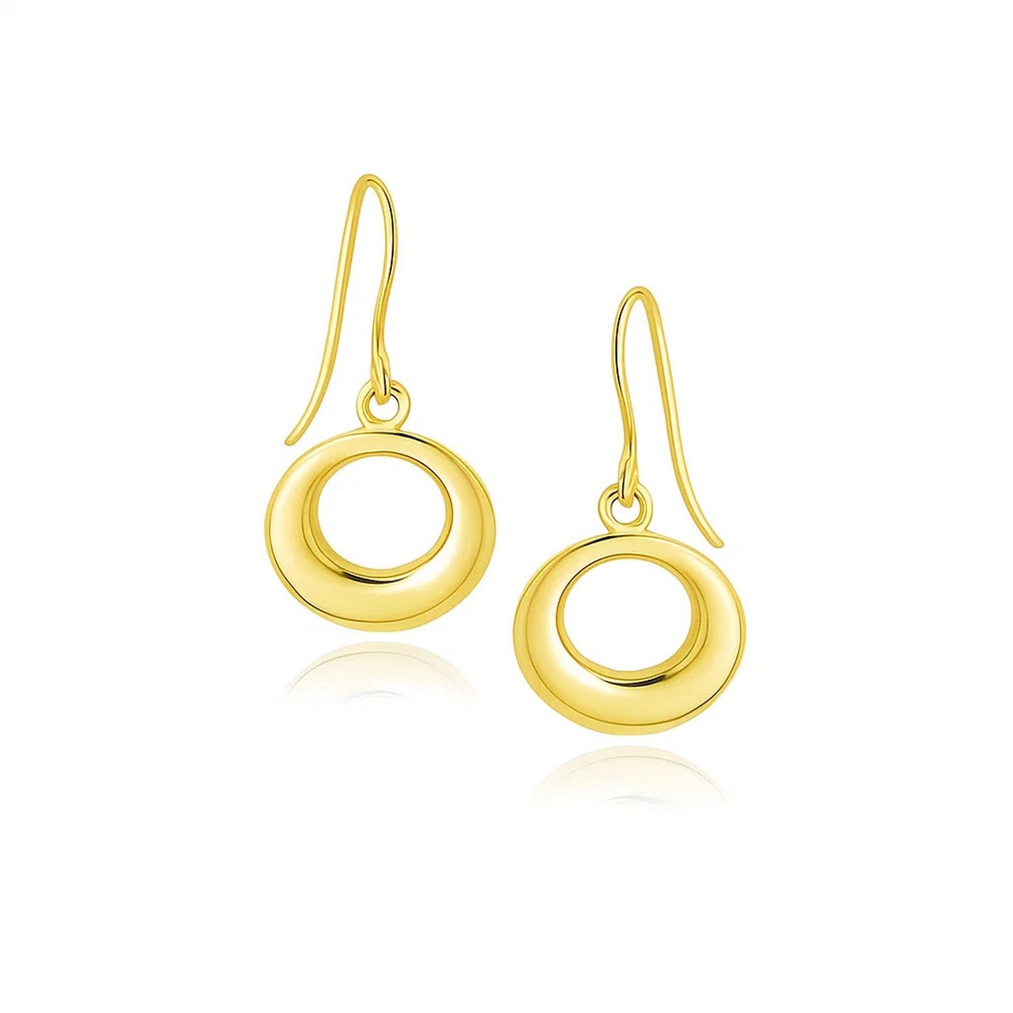 14k Yellow Gold Open Circle Dangle Earrings