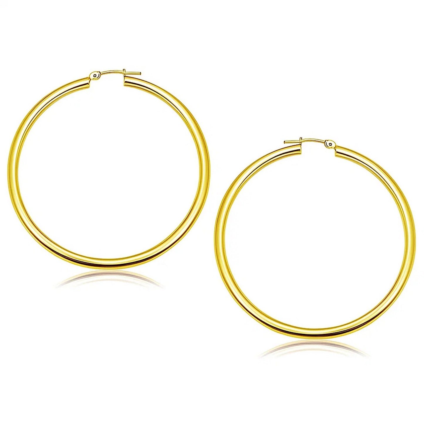 14k Yellow Gold Polished Hoop Earrings (3x50mm)