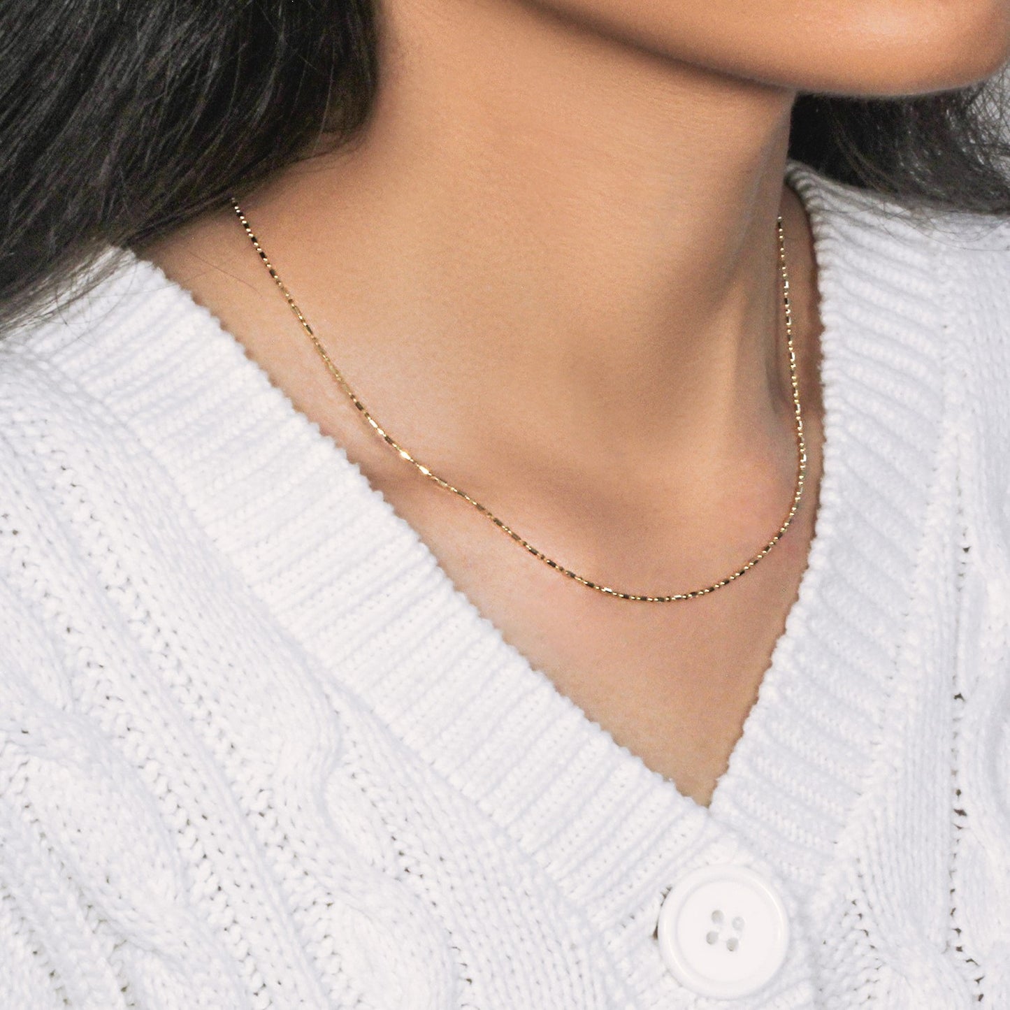 14k Yellow Gold Diamond-Cut Alternating Bead Chain (1.10 mm)