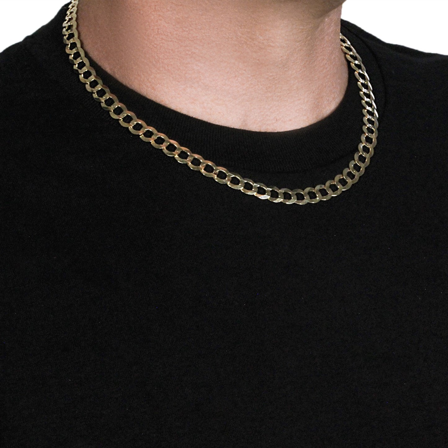 14k Yellow Gold Solid Curb Chain (8.20 mm)
