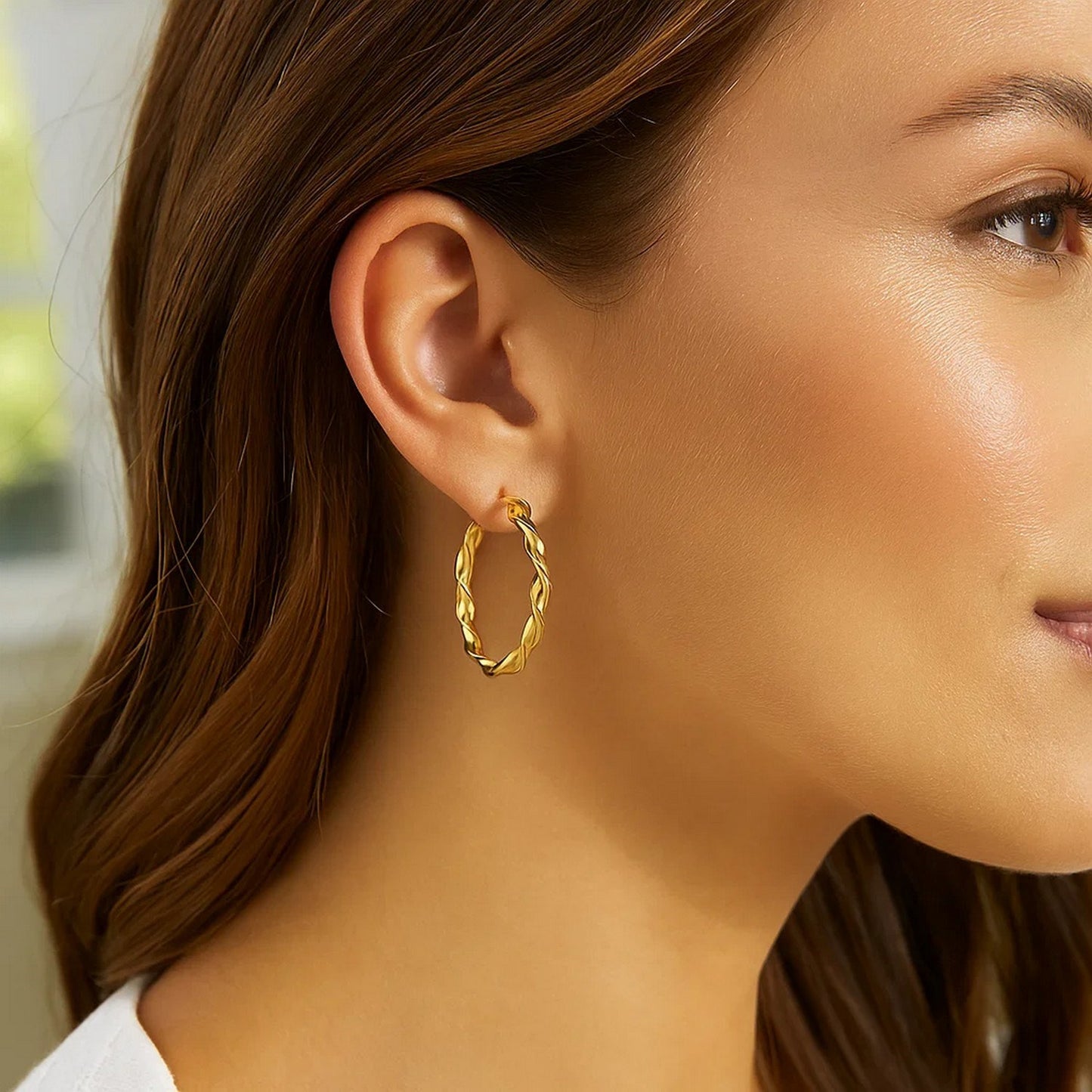 14k Yellow Gold Hoop Earrings (25mm)